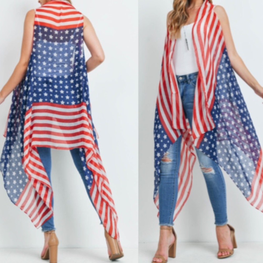 American flag print USA kimono - Picture 2 of 4